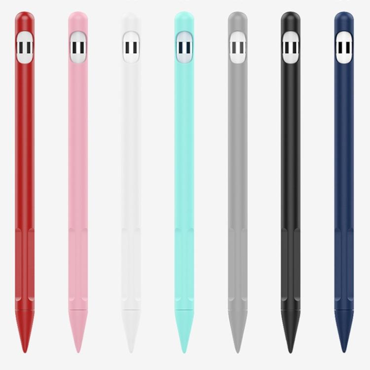 2 Ensembles Coque de protection en silicone avec stylet 4 en 1 + Cordon anti-perte pour Apple Pencil 1, blanc jade, noir encre, vert menthe, rose vif, rouge, bleu nuit, gris business