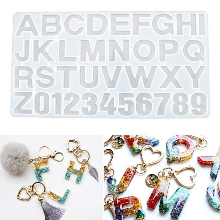 Moule de Fabrication de Pendentifs Collier Bracelet Porte-clés en Silicone Alphanumérique, 60-199, 50-460-D