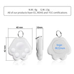 Lot de 2 dispositifs anti-perte Bluetooth HYC-09 en forme de patte de chien, porte-clés de localisation pour animaux de compagnie avec recherche intelligente et alarme bidirectionnelle.