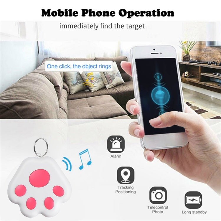 Lot de 2 dispositifs anti-perte Bluetooth HYC-09 en forme de patte de chien, porte-clés de localisation pour animaux de compagnie avec recherche intelligente et alarme bidirectionnelle.