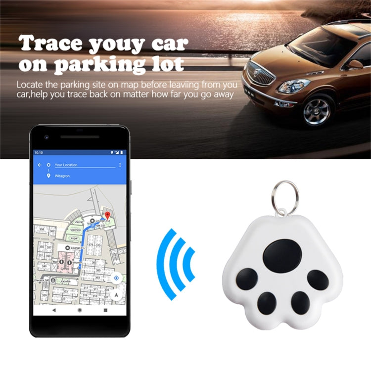 Lot de 2 dispositifs anti-perte Bluetooth HYC-09 en forme de patte de chien, porte-clés de localisation pour animaux de compagnie avec recherche intelligente et alarme bidirectionnelle.