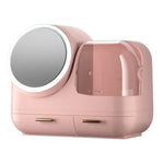 Miroir de maquillage de bureau et boîte de rangement à tiroirs anti-poussière avec lumière LED, modèle LED vert, modèle LED rose, modèle LED blanc, modèle LED vert + ventilateur, modèle LED rose + ventilateur, modèle LED blanc + ventilateur