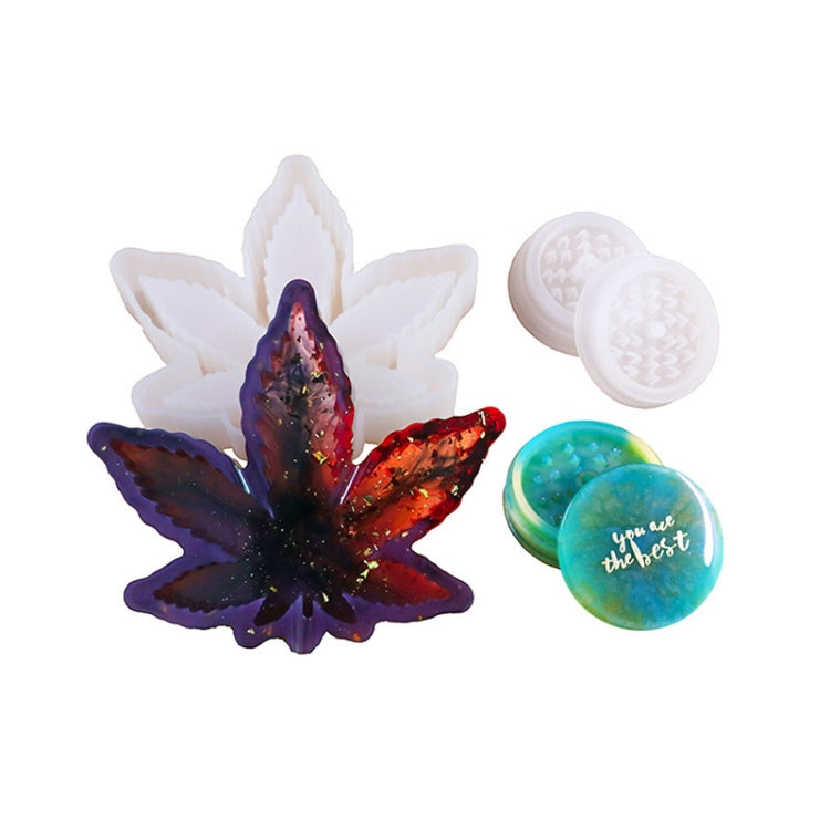 Moule en silicone combiné pour cendrier en feuille d'érable, broyeur de dents, broyeur de cigarettes, moule en époxy cristal DIY, forme de feuille d'érable