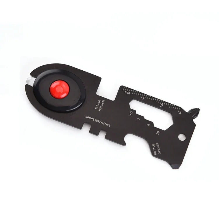 Outil multifonction 8 en 1 en acier inoxydable Carte de survie camping avec lumière, noir, bleu