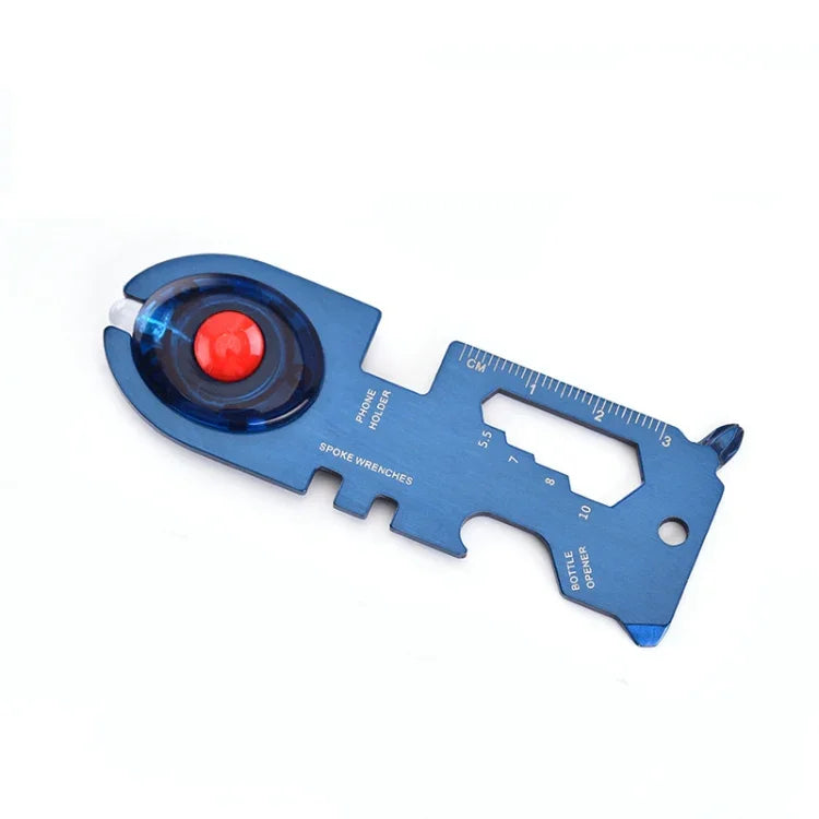 Outil multifonction 8 en 1 en acier inoxydable Carte de survie camping avec lumière, noir, bleu
