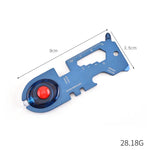Outil multifonction 8 en 1 en acier inoxydable Carte de survie camping avec lumière, noir, bleu