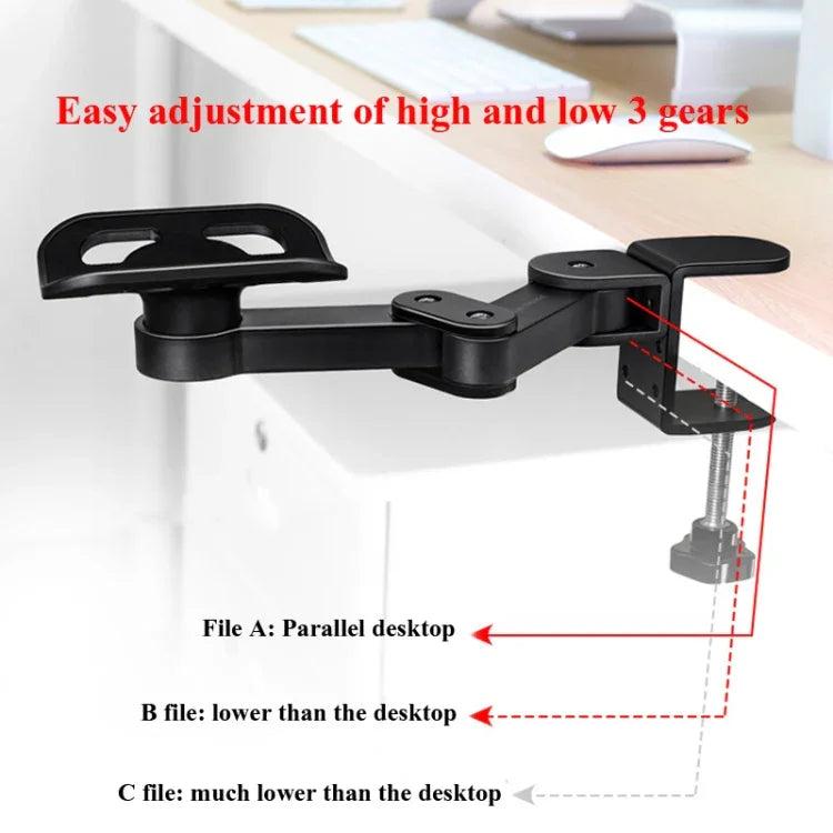 Vaydeer TJ2011 Support de Bras d'Ordinateur, Tapis de Souris en Métal, Repose-Poignet Cantilever, pour Bureau, Paresseux