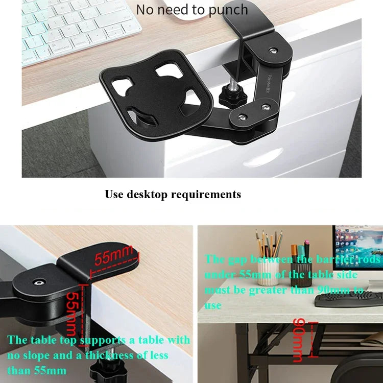 Vaydeer TJ2011 Support de Bras d'Ordinateur, Tapis de Souris en Métal, Repose-Poignet Cantilever, pour Bureau, Paresseux