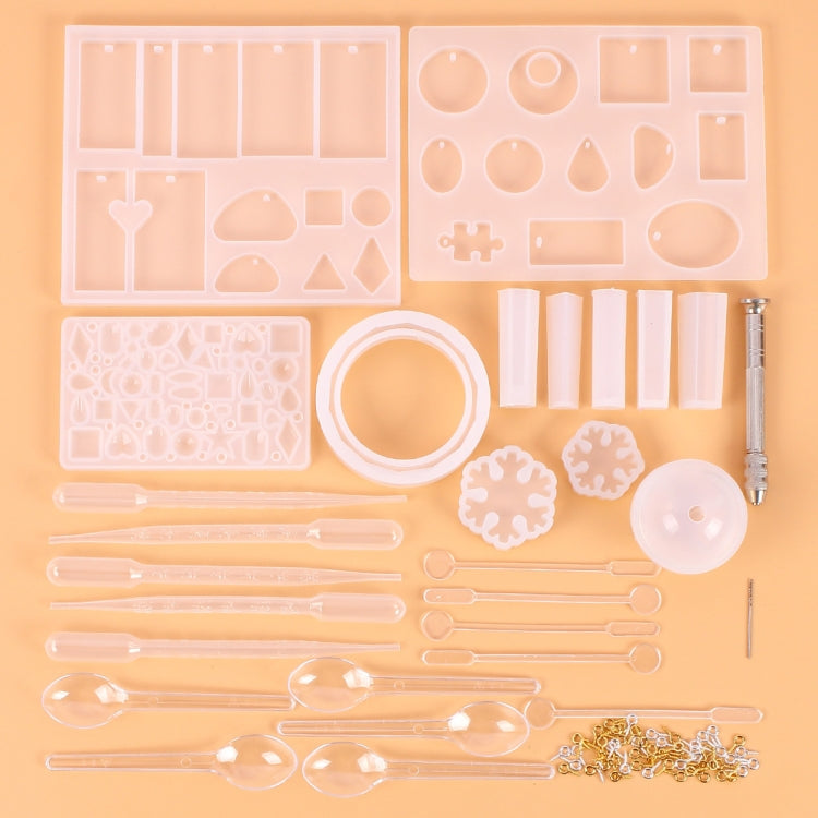 128 Pièces Outils de Moulage par Coulée en Cristal Ensemble de Moules en Silicone pour Pendentifs, Forme de Pendentif
