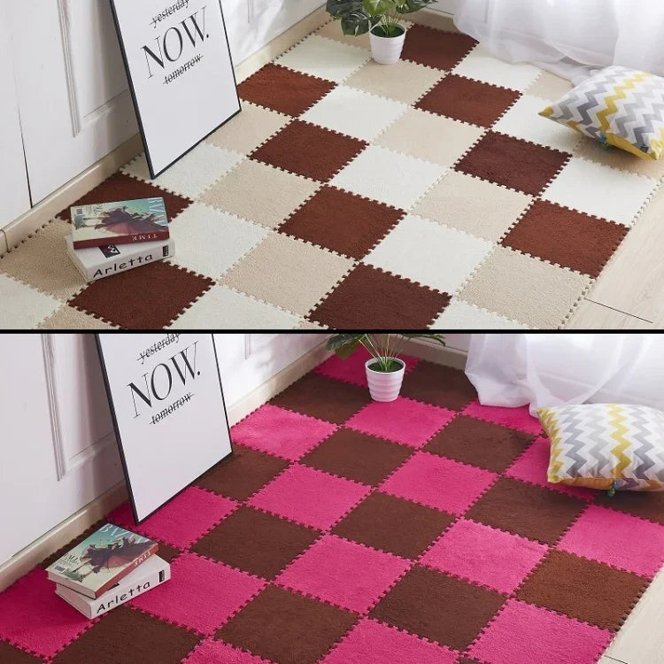 Lot de 2 tapis doux pour salon, chambre d'enfants, patchwork magique puzzle, tapis d'escalade pour bébé 30x30cm, Rouge Rose, Chameau, Violet, Café, Bleu, Rose, Vert, Blanc, Gris