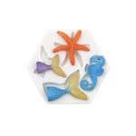 Moule en silicone liquide pour cuisson DIY, motif étoiles de mer, queue de poisson, hippocampe, série Océan, grand et petit, gris, rose