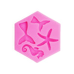 Moule en silicone liquide pour cuisson DIY, motif étoiles de mer, queue de poisson, hippocampe, série Océan, grand et petit, gris, rose