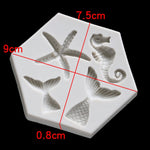 Moule en silicone liquide pour cuisson DIY, motif étoiles de mer, queue de poisson, hippocampe, série Océan, grand et petit, gris, rose