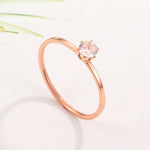 Bague solitaire très fine à six griffes en acier au titane avec diamants incrustés pour femme, taille US 3, taille US 4, taille US 5, taille US 6, taille US 7, taille US 8, taille US 9, taille US 10