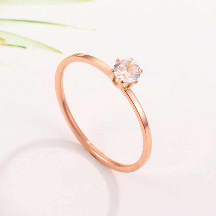 Bague solitaire très fine à six griffes en acier au titane avec diamants incrustés pour femme, taille US 3, taille US 4, taille US 5, taille US 6, taille US 7, taille US 8, taille US 9, taille US 10