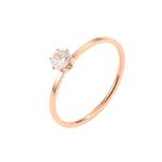 Bague solitaire très fine à six griffes en acier au titane avec diamants incrustés pour femme, taille US 3, taille US 4, taille US 5, taille US 6, taille US 7, taille US 8, taille US 9, taille US 10