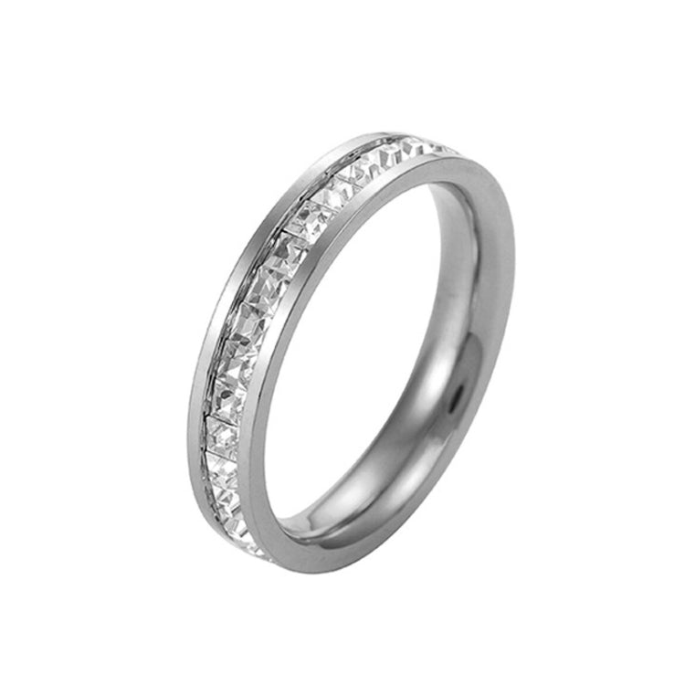 2 bagues simples en acier titane avec diamant pour filles, tailles US 3, 4, 5, 6, 7, 8, 9, 10