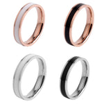 Bague de couple simple en époxy noir et blanc pour femme en acier titane, taille US 3, taille US 4, taille US 5, taille US 6, taille US 8, taille US 9, taille US 10, taille US 7