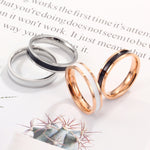 Bague de couple simple en époxy noir et blanc pour femme en acier titane, taille US 3, taille US 4, taille US 5, taille US 6, taille US 8, taille US 9, taille US 10, taille US 7