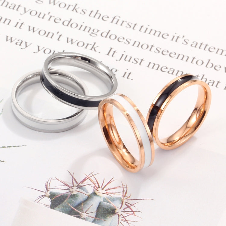 Bague de couple simple en époxy noir et blanc pour femme en acier titane, taille US 3, taille US 4, taille US 5, taille US 6, taille US 8, taille US 9, taille US 10, taille US 7