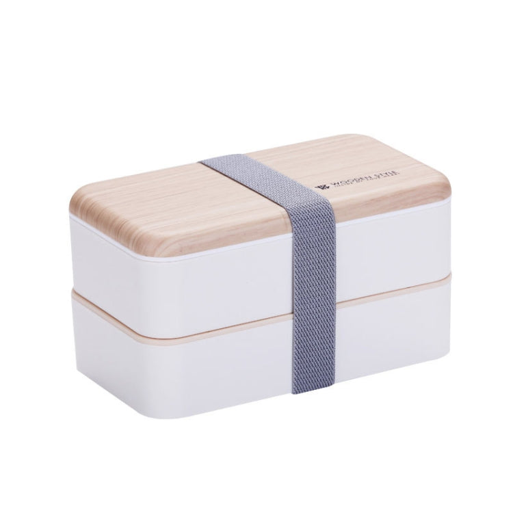 Boîte à déjeuner double couche séparée de bureau, en bois, portable, chauffable au micro-ondes, bento pour étudiant avec couverts, double couche
