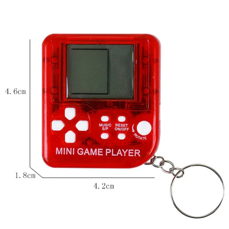 Lot de 4 mini-consoles de jeux portables, jouet classique en forme de brique avec porte-clés.