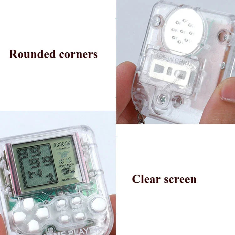 Lot de 4 mini-consoles de jeux portables, jouet classique en forme de brique avec porte-clés.