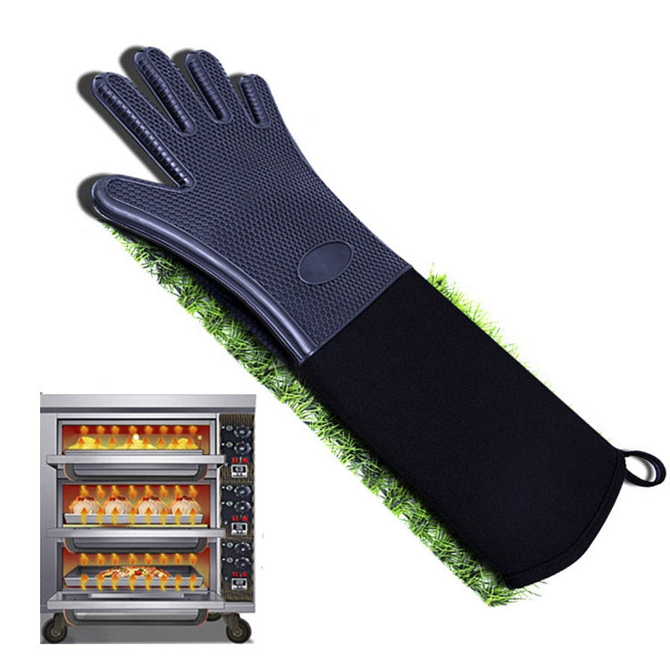 Gants en silicone antidérapants extra-longs, résistants aux hautes températures, isolants, pour fours à micro-ondes, anti-brûlures, Gants en silicone extra-longs