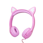 Casque audio pour enfants LX-K06 filaire 3,5 mm avec oreilles de chat lumineuses pour l'apprentissage, longueur du câble : 1,2 m, couleurs : rose, violet, bleu, orange