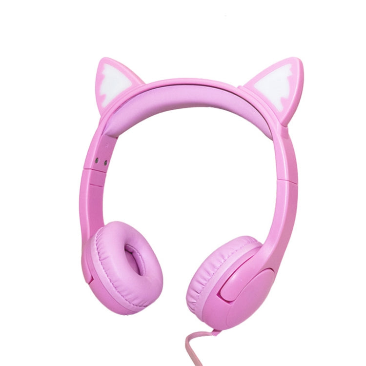 Casque audio pour enfants LX-K06 filaire 3,5 mm avec oreilles de chat lumineuses pour l'apprentissage, longueur du câble : 1,2 m, couleurs : rose, violet, bleu, orange