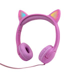 Casque audio pour enfants LX-K06 filaire 3,5 mm avec oreilles de chat lumineuses pour l'apprentissage, longueur du câble : 1,2 m, couleurs : rose, violet, bleu, orange