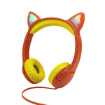 Casque audio pour enfants LX-K06 filaire 3,5 mm avec oreilles de chat lumineuses pour l'apprentissage, longueur du câble : 1,2 m, couleurs : rose, violet, bleu, orange