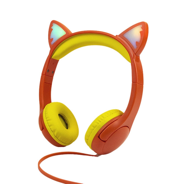 Casque audio pour enfants LX-K06 filaire 3,5 mm avec oreilles de chat lumineuses pour l'apprentissage, longueur du câble : 1,2 m, couleurs : rose, violet, bleu, orange