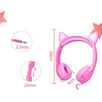 Casque audio pour enfants LX-K06 filaire 3,5 mm avec oreilles de chat lumineuses pour l'apprentissage, longueur du câble : 1,2 m, couleurs : rose, violet, bleu, orange