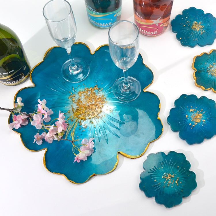 Moule en silicone en forme de fleur pour dessous de verre, moule DIY en cristal pour assiette de fruits en forme de pétale, 1 grand + 5 petites fleurs, 1 grand + 3 petites fleurs, grandes fleurs