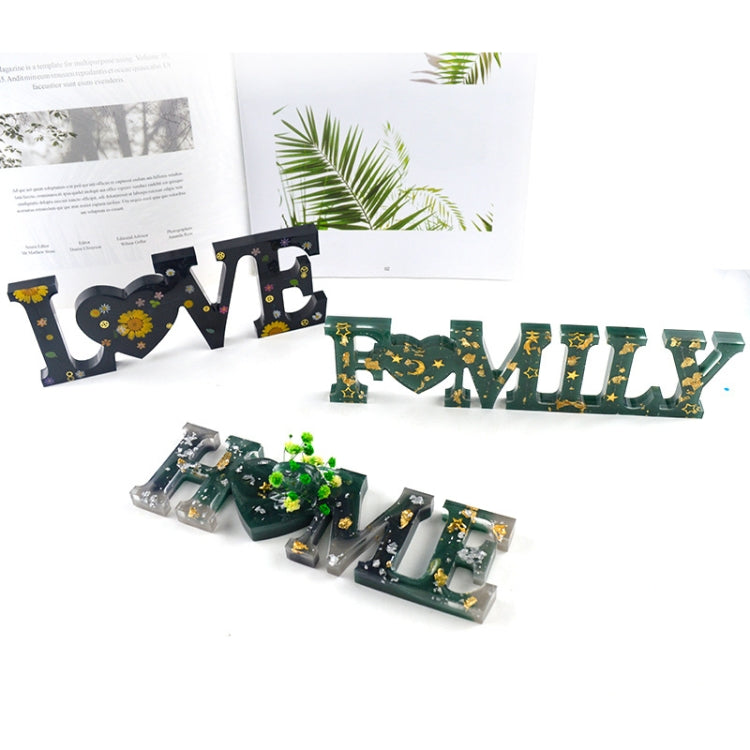 Moule de lettre en silicone époxy cristal DIY, moule anti-lettre MD3300_LOVE, moule anti-lettre MD3301_HOME, moule anti-lettre MD3302_Family, moule lettre positive MD3313_LOVE, moule lettre positive MD3314_HOME, moule lettre positive MD3315_FAMILY