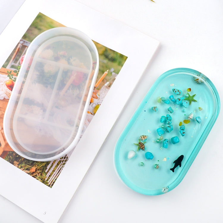 Moule en silicone plat ovale, boîte de rangement en colle de cristal DIY, MD3706