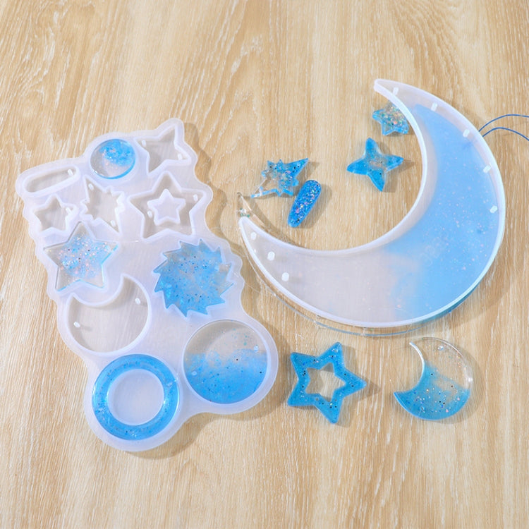 DIY Windbell Epoxy Mold Moon Pendant Wind Bell Hanging Set Mold, Style:, MD3535 + MD3536, MD3535 + MD3536 + Fish Line