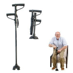 Béquilles pliantes multifonctionnelles à double poignée pour personnes âgées, en alliage d'aluminium, bâtons de marche assistés pour personnes âgées, cannes à quatre pieds avec lumières, 86-98 cm