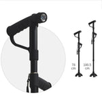 Béquilles pliantes multifonctionnelles à double poignée pour personnes âgées, en alliage d'aluminium, bâtons de marche assistés pour personnes âgées, cannes à quatre pieds avec lumières, 86-98 cm