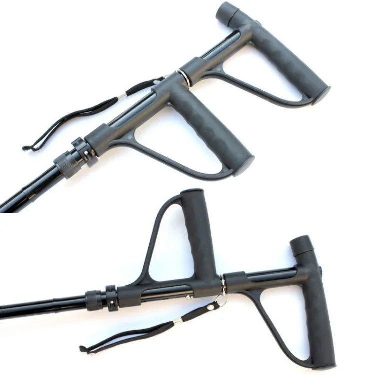 Béquilles pliantes multifonctionnelles à double poignée pour personnes âgées, en alliage d'aluminium, bâtons de marche assistés pour personnes âgées, cannes à quatre pieds avec lumières, 86-98 cm