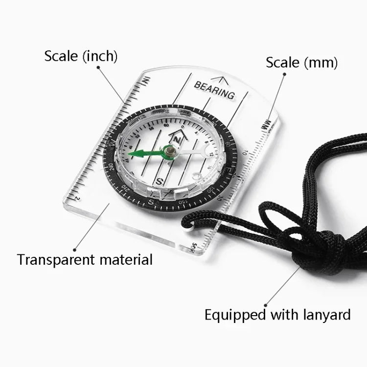 Boussole 2 en 1 avec règle de mesure de carte, boussole multifonctionnelle extérieure, 2 en 1