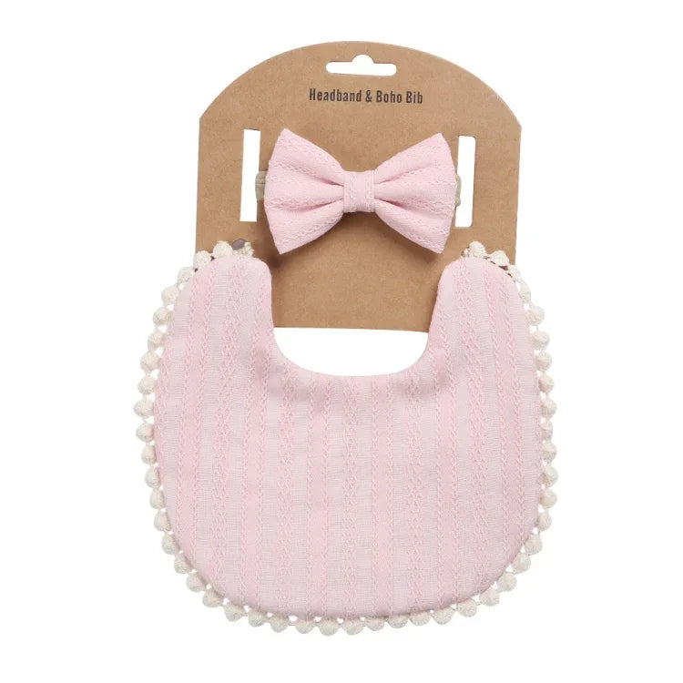 Ensemble bandeau et bavoir double face imprimé en coton et lin pour bébé, DP021-1, DP021-2, DP021-3, DP021-4, DP021-5, DP021-6, DP021-7, DP021-13, DP021-9, DP021-10, DP021-11, DP021-12
