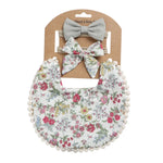 Ensemble bandeau et bavoir double face imprimé en coton et lin pour bébé, DP021-1, DP021-2, DP021-3, DP021-4, DP021-5, DP021-6, DP021-7, DP021-13, DP021-9, DP021-10, DP021-11, DP021-12