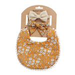 Ensemble bandeau et bavoir double face imprimé en coton et lin pour bébé, DP021-1, DP021-2, DP021-3, DP021-4, DP021-5, DP021-6, DP021-7, DP021-13, DP021-9, DP021-10, DP021-11, DP021-12