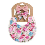 Ensemble bandeau et bavoir double face imprimé en coton et lin pour bébé, DP021-1, DP021-2, DP021-3, DP021-4, DP021-5, DP021-6, DP021-7, DP021-13, DP021-9, DP021-10, DP021-11, DP021-12