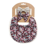 Ensemble bandeau et bavoir double face imprimé en coton et lin pour bébé, DP021-1, DP021-2, DP021-3, DP021-4, DP021-5, DP021-6, DP021-7, DP021-13, DP021-9, DP021-10, DP021-11, DP021-12