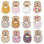 Ensemble bandeau et bavoir double face imprimé en coton et lin pour bébé, DP021-1, DP021-2, DP021-3, DP021-4, DP021-5, DP021-6, DP021-7, DP021-13, DP021-9, DP021-10, DP021-11, DP021-12
