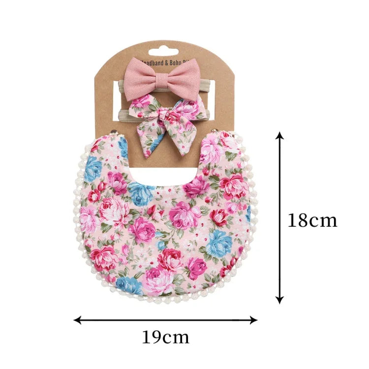 Ensemble bandeau et bavoir double face imprimé en coton et lin pour bébé, DP021-1, DP021-2, DP021-3, DP021-4, DP021-5, DP021-6, DP021-7, DP021-13, DP021-9, DP021-10, DP021-11, DP021-12