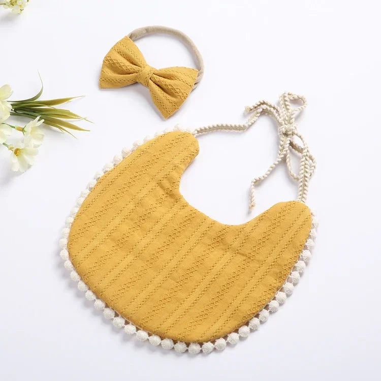 Ensemble bandeau et bavoir double face imprimé en coton et lin pour bébé, DP021-1, DP021-2, DP021-3, DP021-4, DP021-5, DP021-6, DP021-7, DP021-13, DP021-9, DP021-10, DP021-11, DP021-12